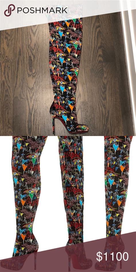 unique louboutin graffiti thigh high boots replica|Christian Louboutin Boots .